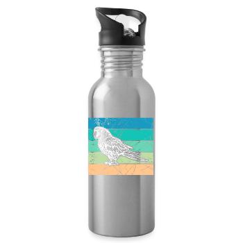 Bird, Jungle, Jungle, Parrot, Zoo, Animal Lover - Water bottle with straw - silver - Right
