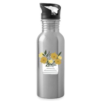 Un petit message floral par la poste dans une enveloppe - Gourde avec paille intégrée - argent clair - Droite