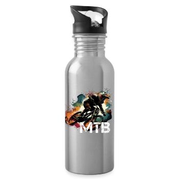 MTB Mountain Biking Mountain Biking Gift - Water bottle with straw - silver - Right