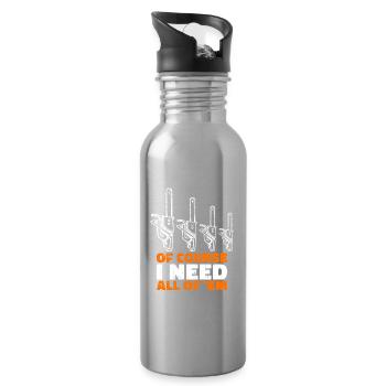 Lumberjack Wood Saw Statement Tree Feller - Water bottle with straw - silver - Right
