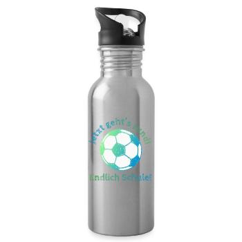 School at last - Soccer - Now it's time to get goi - Water bottle with straw - silver - Right