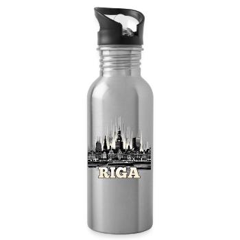 Riga Capital Latvia Baltic States Gift - Water bottle with straw - silver - Right