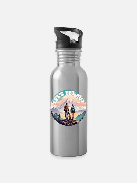 Nichts wie raus mit der Familie in die Natur - Trinkflasche mit integriertem Trinkhalm - Lightsilver