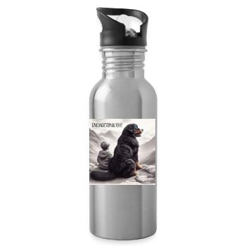 Berner Sennenhund - Trinkflasche mit integriertem Trinkhalm - Lightsilver - Rechts