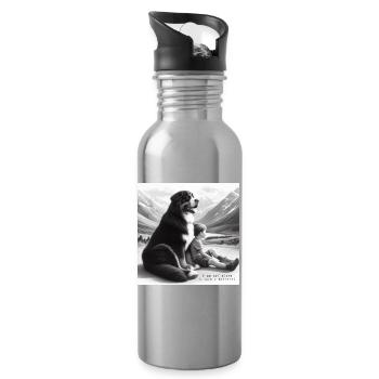 Berner Sennenhund - Trinkflasche mit integriertem Trinkhalm - Lightsilver - Rechts
