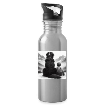 Berner Sennenhund - Trinkflasche mit integriertem Trinkhalm - Lightsilver - Rechts