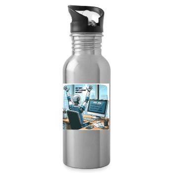 Roboter lol - Trinkflasche mit integriertem Trinkhalm - Lightsilver - Rechts