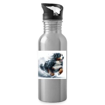Berner Sennenhund - Trinkflasche mit integriertem Trinkhalm - Lightsilver - Rechts