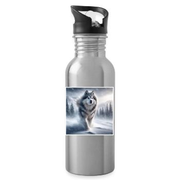 Husky - Water bottle with straw - silver - Right