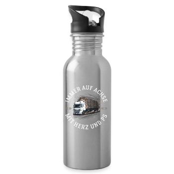 holztransport lkw fahrer sprüche forst waldarbeit - Trinkflasche mit integriertem Trinkhalm - Lightsilver - Rechts