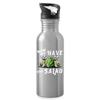 now we have the salad redewendung wortspiel witzig - Trinkflasche mit integriertem Trinkhalm - Lightsilver - Rechts