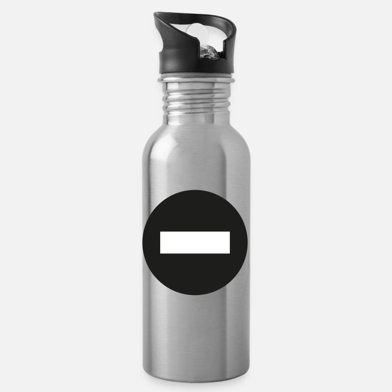 Minus Symbol - Trinkflasche mit integriertem Trinkhalm - Lightsilver