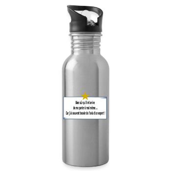 I'm talking to myself - Water bottle with straw - silver - Right
