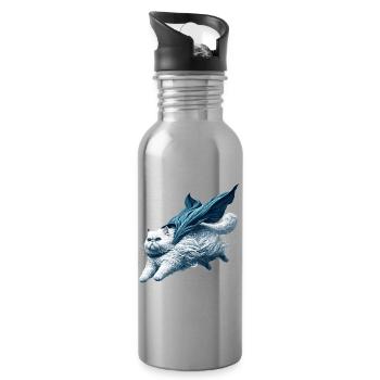 Super Cat Persian White Persian Cat Gift - Water bottle with straw - silver - Right
