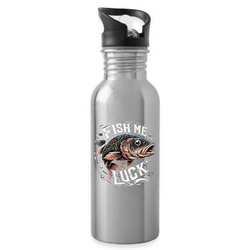 Pêchez-moi un cadeau de pêche porte-bonheur - Gourde avec paille intégrée - argent clair - Droite