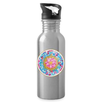 Souls Lotus - Sonja Ariel von Staden - Water bottle with straw - silver - Right