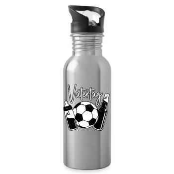 Vatertag Fußball - Trinkflasche mit integriertem Trinkhalm - Lightsilver - Rechts
