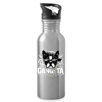 Boston Terrier Gangsta Gangster Hund Geschenk - Trinkflasche mit integriertem Trinkhalm - Lightsilver - Rechts