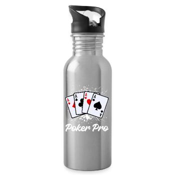 Jeu de cartes de casino Poker professionnel - Gourde avec paille intégrée - argent clair - Droite
