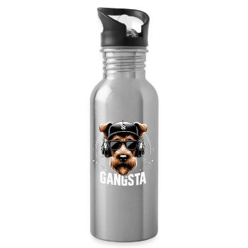 Cadeau de chien irlandais Terrier Gangsta Gangster - Gourde avec paille intégrée - argent clair - Droite