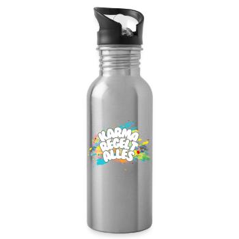 Karma regelt Alles - Trinkflasche mit integriertem Trinkhalm - Lightsilver - Rechts