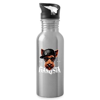Cadeau de chien irlandais Terrier Gangsta Gangster - Gourde avec paille intégrée - argent clair - Droite