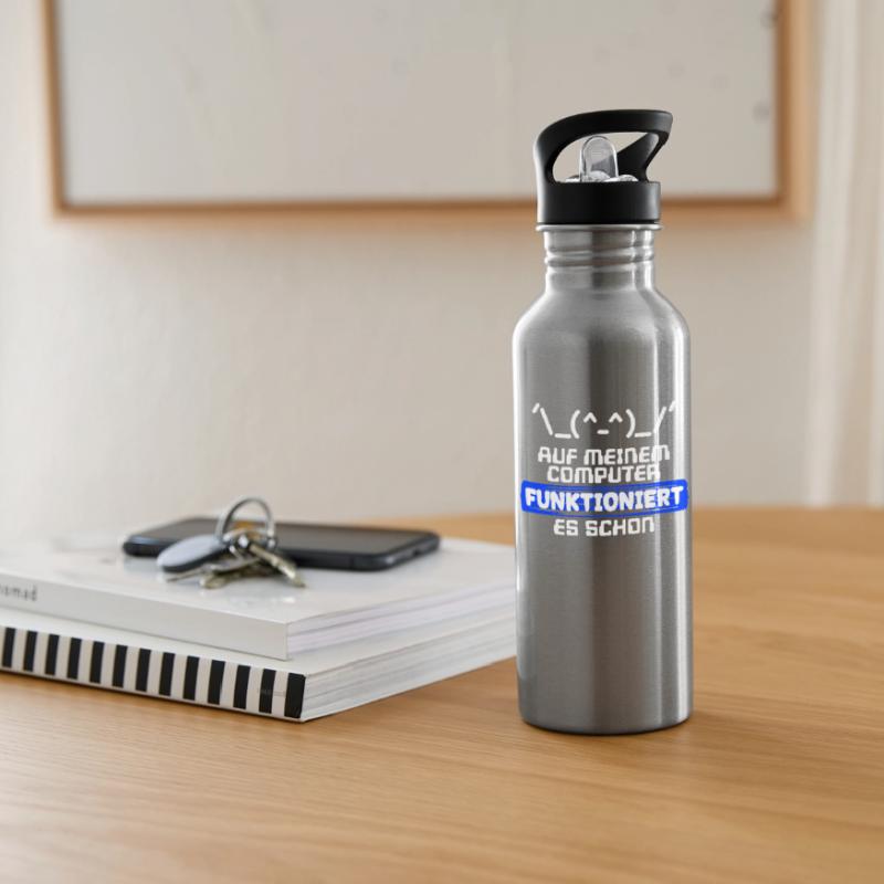 Computer Developer Softwareentwickler Statement Trinkflasche mit integriertem Trinkhalm