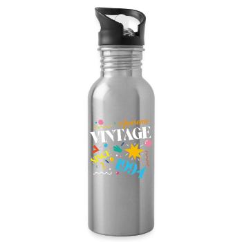 1994 Vintage Vintage Birthday Gift - Water bottle with straw - silver - Right