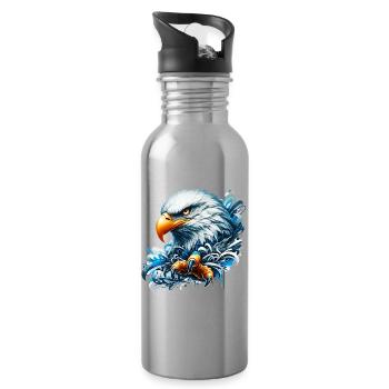 Eagle - Water bottle with straw - silver - Right