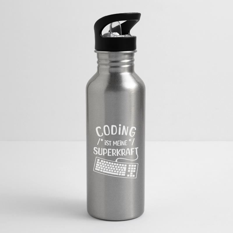 Code Skripting Statement Computerfreak Developer Trinkflasche mit integriertem Trinkhalm