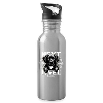 Schwarzer Labrador Gangster Next Level Hund Erfolg - Trinkflasche mit integriertem Trinkhalm - Lightsilver - Rechts