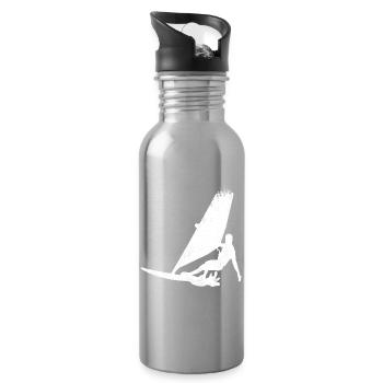 Funny Windsurfer Sketch - Water bottle with straw - silver - Right