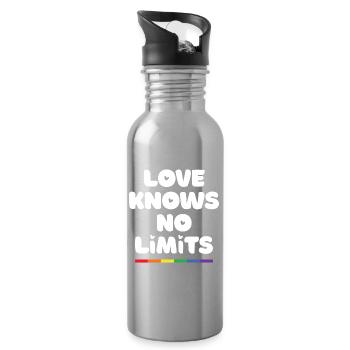 LGBT Pride Month - Love Knows No Limits - Water bottle with straw - silver - Right