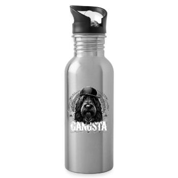 Schapendoes Gangsta Gangster cool Hund Geschenk - Trinkflasche mit integriertem Trinkhalm - Lightsilver - Rechts