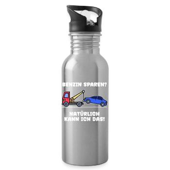 Car Statement Refueling Gas Station Gasoline Energy - Water bottle with straw - silver - Right