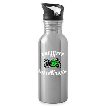 Motor Petrol Station Refuelling Statement Electricity Energy - Water bottle with straw - silver - Right