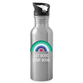 Mois de la fierté LGBT - Let Boys Love Boys - Gourde avec paille intégrée - argent clair - Droite