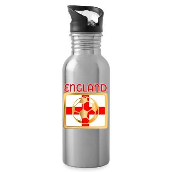 ENGLAND PLAYING SOCCER FOOTBALL - Water bottle with straw - silver - Right