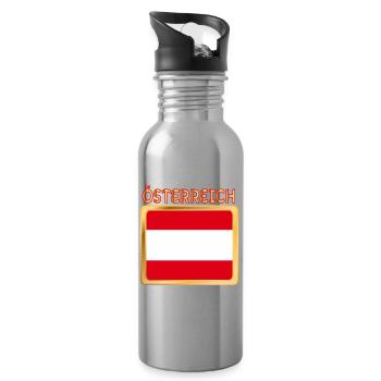 DRAPEAU AUTRICHIEN AUTRICHE - Gourde avec paille intégrée - argent clair - Droite