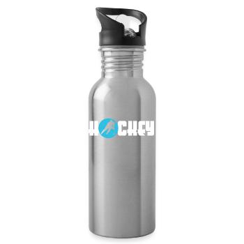 Wintersport Eishockey Schifahrer Schifahren Kalt - Trinkflasche mit integriertem Trinkhalm - Lightsilver - Rechts