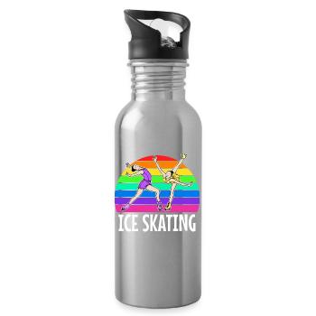 Eislaufen Eishockey Snowboard Wintersport Eis - Trinkflasche mit integriertem Trinkhalm - Lightsilver - Rechts