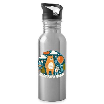 Vatertag. Bester - Trinkflasche mit integriertem Trinkhalm - Lightsilver - Rechts