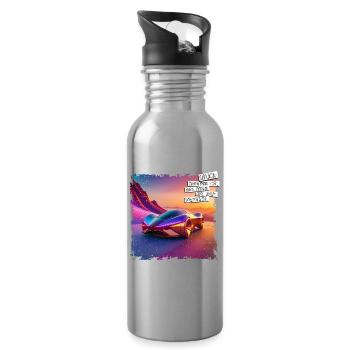 POSTER Lucky Saying | futuristic car - Water bottle with straw - silver - Right