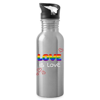 Love is Love Pride Rainbow - Water bottle with straw - silver - Right