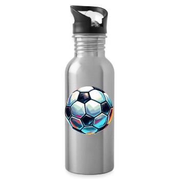 Colourful shimmering football with light reflections - Water bottle with straw - silver - Right
