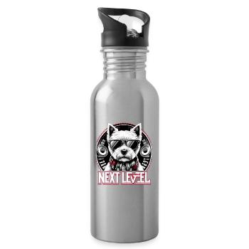 West Highland White Terrier Niveau supérieur Hip Hop - Gourde avec paille intégrée - argent clair - Droite