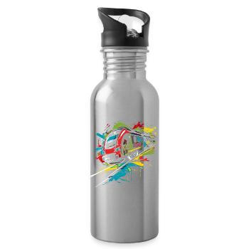 Graffiti Chemin de fer - Gourde avec paille intégrée - argent clair - Droite