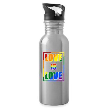 Love Is Love Pride Statement - Water bottle with straw - silver - Right