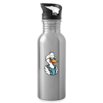 Swan Funny Cartoon Kawaii Jacke Sonnenbrille - Trinkflasche mit integriertem Trinkhalm - Lightsilver - Rechts