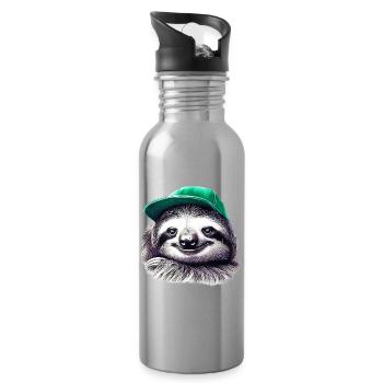 Faultier - Trinkflasche mit integriertem Trinkhalm - Lightsilver - Rechts
